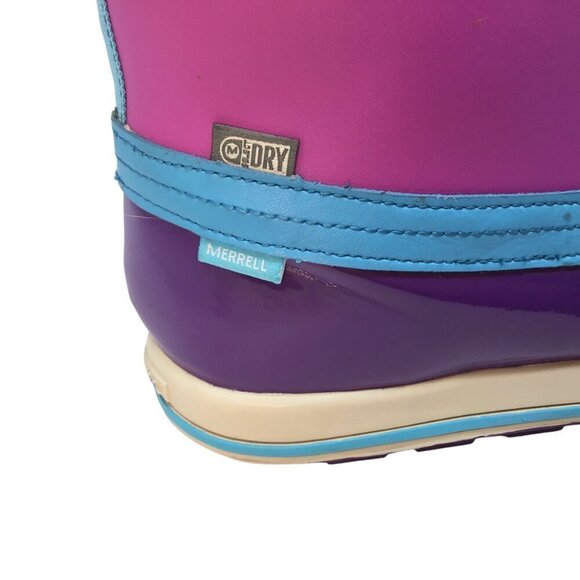 Merrell Spruzzi Boots Waterproof Winter Kids Girls Snow 6M Purple Blue Furry - Picture 7 of 10